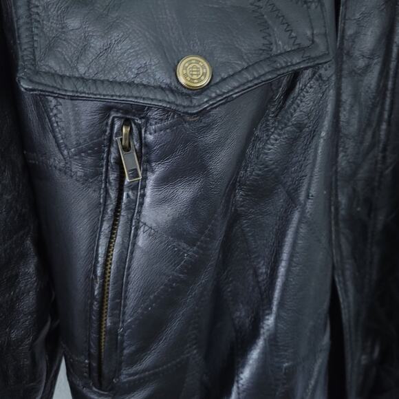 UB Leather Army Bomber Jacket Men XXL, Black, Army Patch, Zip Up Coat Men - Picture 7 of 8